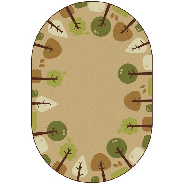 Carpets For Kids 8 x 12 ft. Kidsoft Tranquil Trees RugTan Oval 29768
